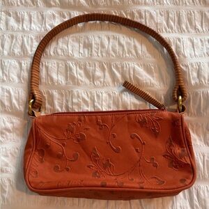 Vintage Bill Blass Embossed Floral Shoulder Bag in Rust